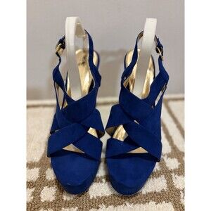 Mossimo Women 9.5 Blue High Heels Y2K Vintage Ankle Strap 2000's Evening Wear
